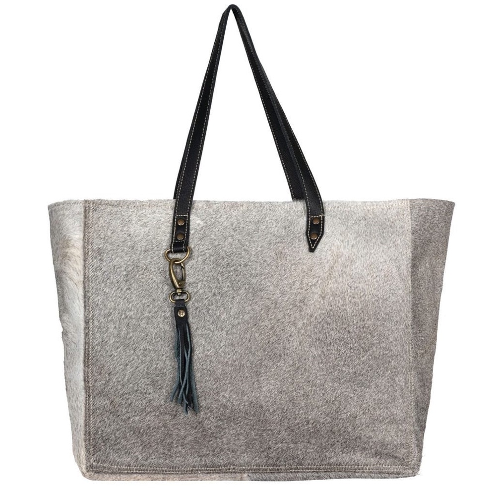 NWT The Kimmy ALL Cowhide Weekender Bag in Grey Hide
